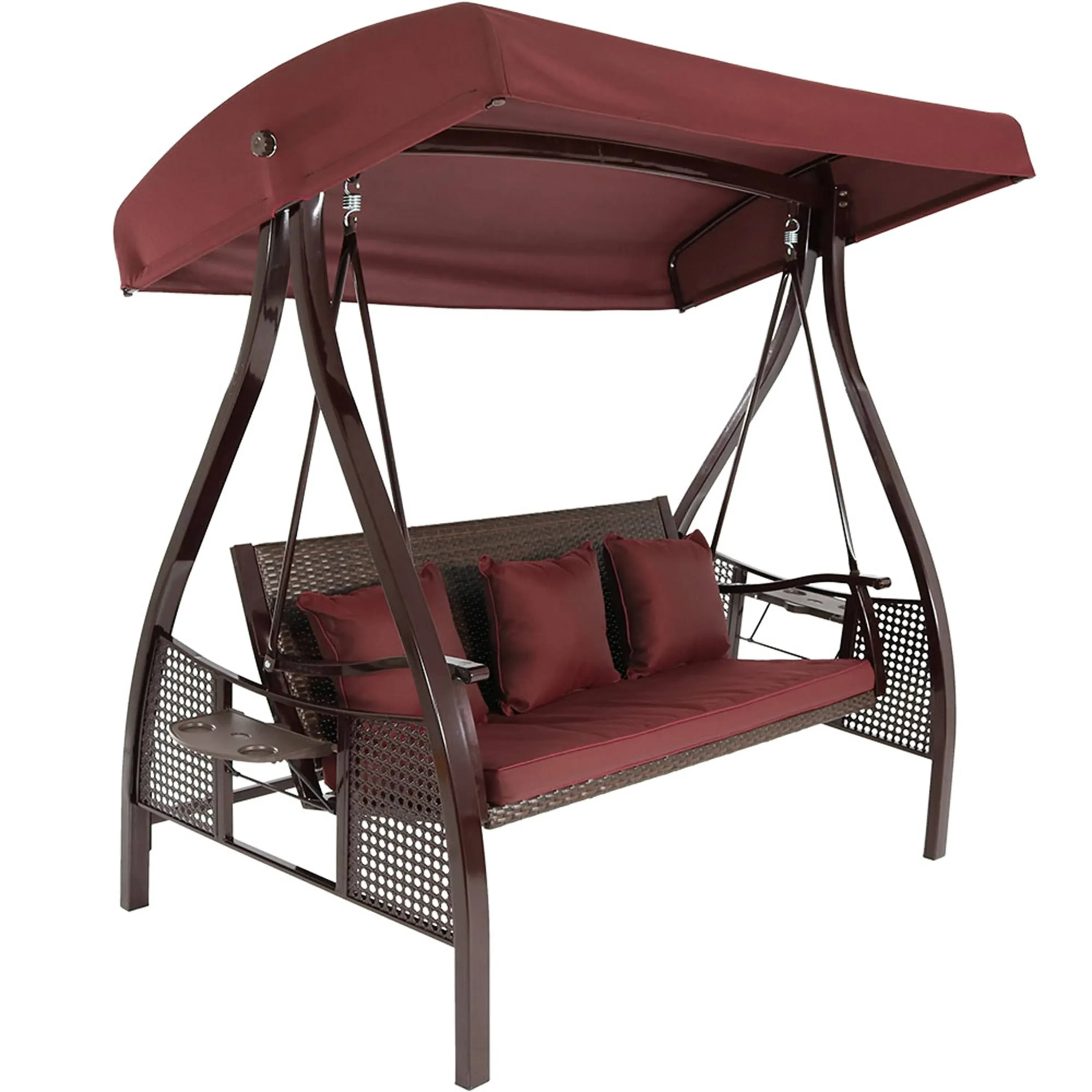 Sunnydaze Decor 3-person Maroon Steel Outdoor Swing