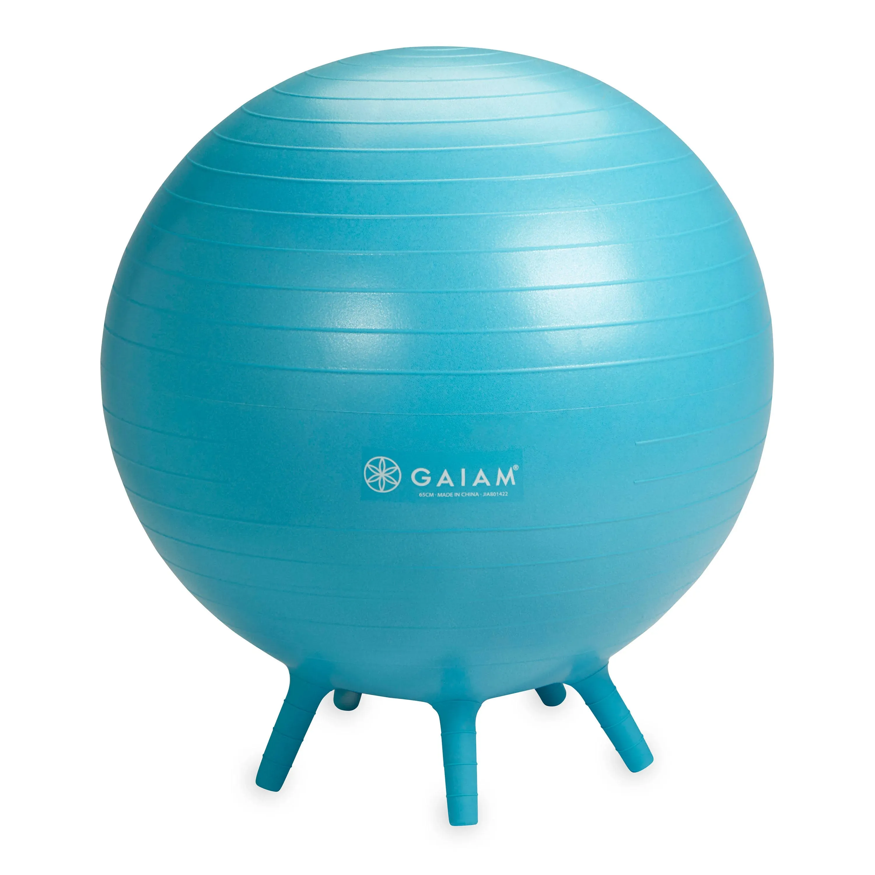 Gaiam Balance Ball Chair - No-Roll Ergonomic Office Chair & Yoga Ball Chair for Home Office Desk with Exercise Guide, Easy Installation Ball Pump, and Built-in Stability Legs, 25.5 in. (65 cm) - Blue