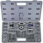 VEVOR Tap and Die Set 60 Pcs Tap Set Metric and SAE with Metal Storage Case Carbon Steel Pipe Threader for Internal and External Tap & Die Sets