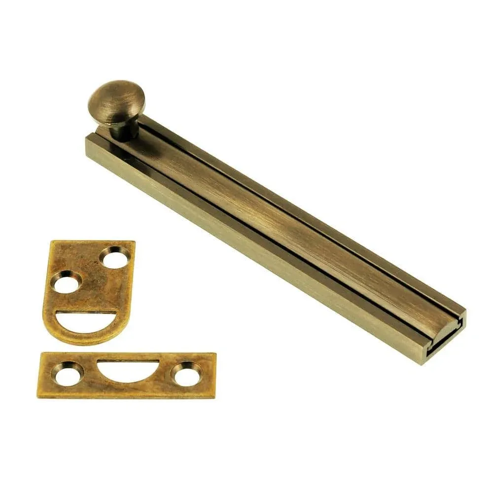 IDH by St. Simons 11044-005 Solid Brass Surface Bolt Antique Brass - 4 in.