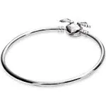 Pandora Moments Silver Bangle Bracelet Logo Heart Clasp 596268-21