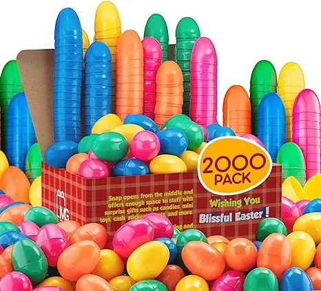 MAXYGIFT 2.25" Empty Multi-Color Surprise Plastic Easter Eggs for Fillable Hunt Easter Basket Bulk (Pack of 2000 Sets)