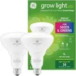 GE Grow Lights for Indoor Plants, BR30 Indoor Floodlight, LED Light Bulbs for Seeds and Greens with Balanced Spectrum, 25,000 Hours Lifespan, 16 PPF, 2 Pack (Packaging May Vary)