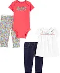 Simple joys by Carter&#039;s 4 piece bodysuit &amp;trouser set for 0-3 months girl baby