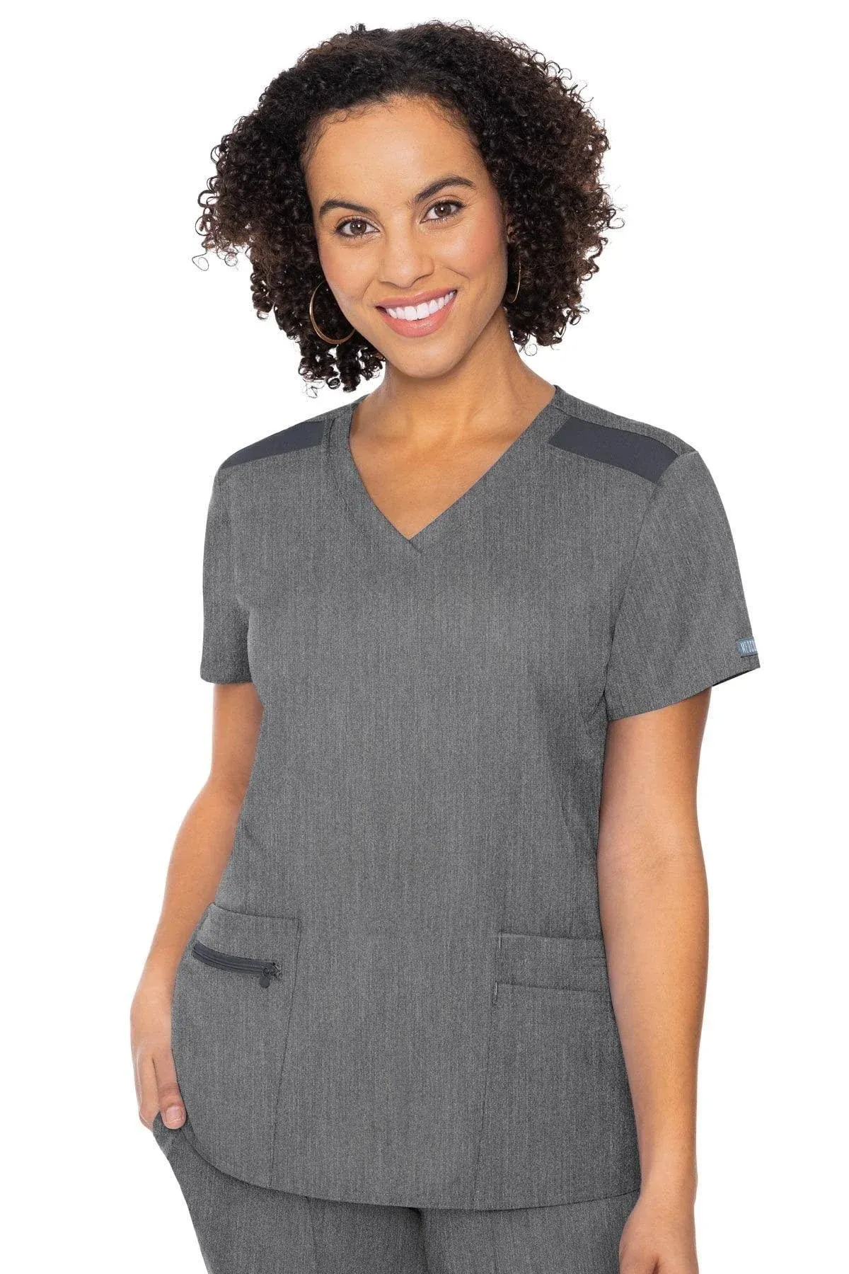 Slate Med Couture Touch Scrub V Neck Top MC7468 SLAT