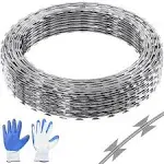 VEVOR Razor Wires - 147 ft Galvanized Security Barbed Wire, 3 Rolls for Garden &amp;