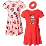 Disney Encanto Minnie Mouse Isabela Luisa Mirabel Girls Skater Dresses and Scrunchie Toddler to Big Kid