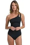 La Blanca Island Goddess One Shoulder Keyhole Tankini Top - Black 4