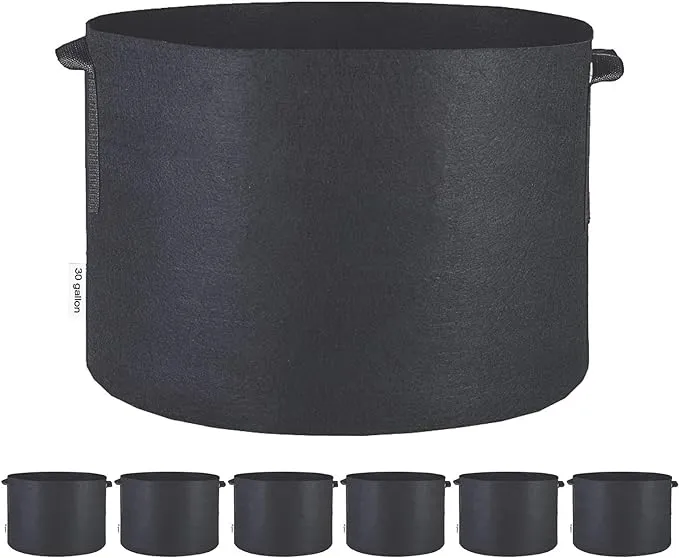 TopoGrow 30 Gal 12-Pack Grow Bags Black Pots Round Fabric Aeration Nursery Sets