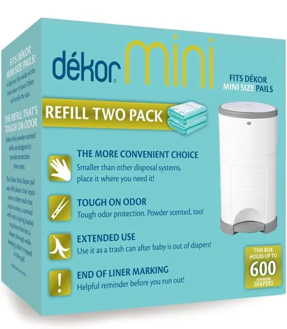 Dekor Mini Diaper Pail Refills | 2 Count