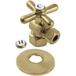 Kingston Brass Cc43107xk 1/2" FIP x 3/8" OD Comp Quarter-Turn Angle Stop Valve with Flange, Brushed Brass