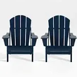 WestinTrends Outdoor Adirondack Chairs Set of 2, Plastic Fire Pit Chair, Weather Resistant Folding Patio Lawn Chair for Outside Deck Garden Backyard Balcony, Navy Blue