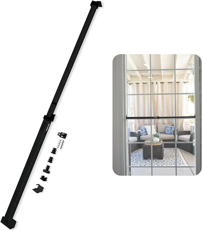 SECURITYMAN Sliding Door Security Bar-Child Proof Sliding Door Lock Bar with Anti Lift Lock - Fits Most Doors & Windows - Adjustable Patio Door Security Bar (18.75"- 51.1") Black