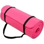 Signature Fitness 1" Extra Thick Exercise Fitness Yoga Mat with Carry Strap