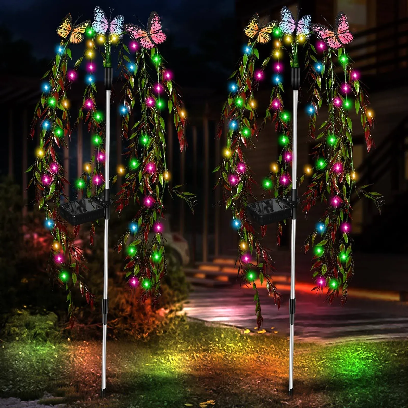 RWNXKARN Solar Garden Lights Outdoor Decorative Waterproof, 69LED Swaying Willow ...