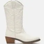 Steve Madden Hayward Western Boot Women's Shoes White Leather : 9 M