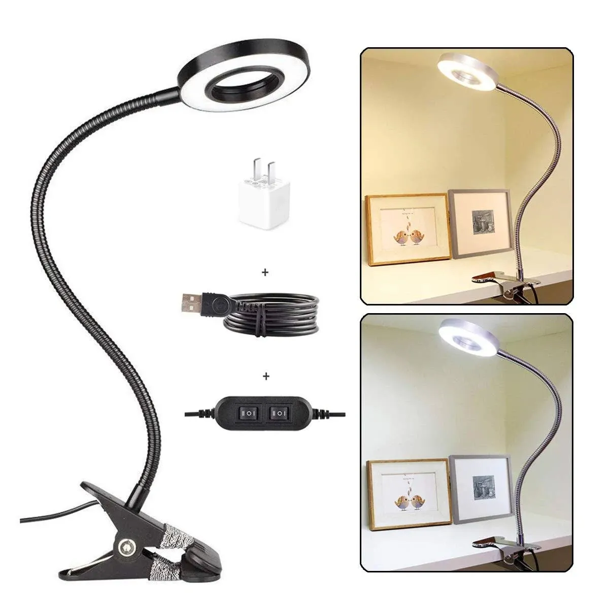 7W Clip on Light LED Clip On Lamp USB Reading Book Light Bed LampDesk lamp Wa...