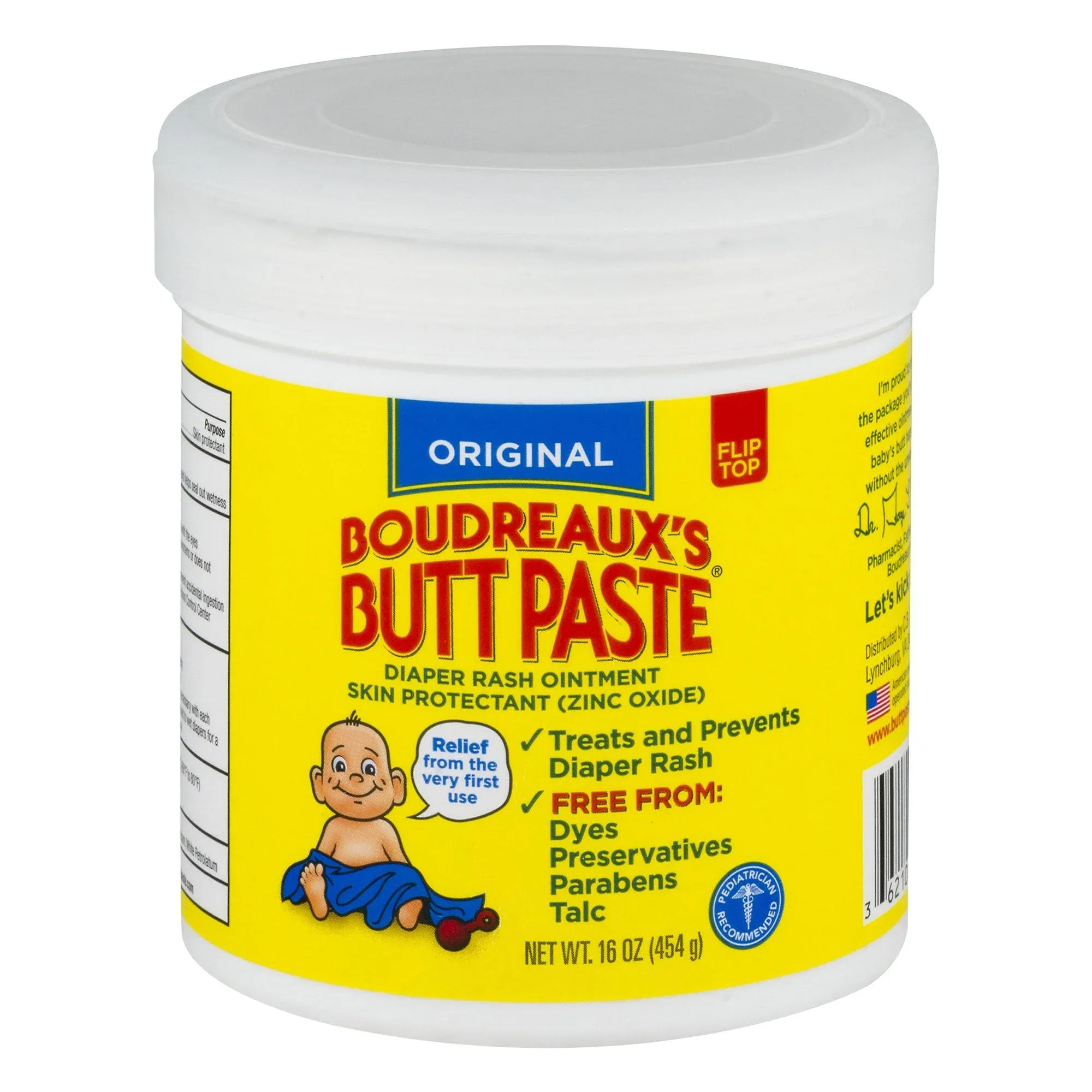 Boudreaux's Butt Paste 16 oz. Jar, Diaper Rash Ointment, Pleasant Scen