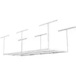 FLEXIMOUNTS GR38 3x8 Foot Adjustable Overhead Garage Storage Ceiling Rack, White