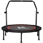 Mini Trampoline Foldable Workout Fitness Rebounder With Adjustable Foam Handle