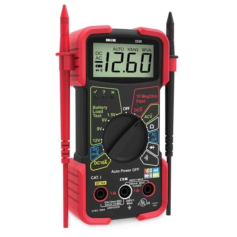 INNOVA 3320 Auto-Ranging Digital Multimeter Red &amp; Black