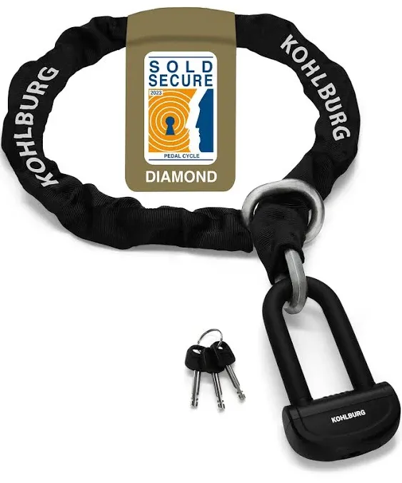 18 lbs massive motorcycle security chain lock - 7 ft long with our highest German Security Level 10plus of 10 - heavy duty steel chain 0.5" as anti theft motorcycle lock, scooter & ebike lock