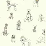 York Wallcoverings AF1938 Ashford Toiles Dog's Life Wallpaper Silver/Metallic Gold