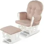 Glider and Ottoman Cushion Set Wood Baby Nursery Rocking Chair Pink