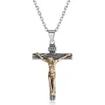 Sterling Silver Jesus Christ Cross Crucifix Pendant Necklace