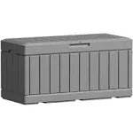 Greesum 82 Gallon Resin Deck Box Large Outdoor Storage for Patio Furniture, Garden Tools, Pool Supplies, Weatherproof and UV Resistant, Lockable, Lig