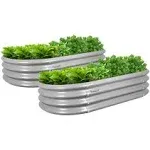 Tramull 2 Pack 6x3x1ft Galvanized Raised Garden Bed Kit Oval Metal Ground Planter Box Outdoor Bottomless Planter Raised Beds for Vegetables Flowers