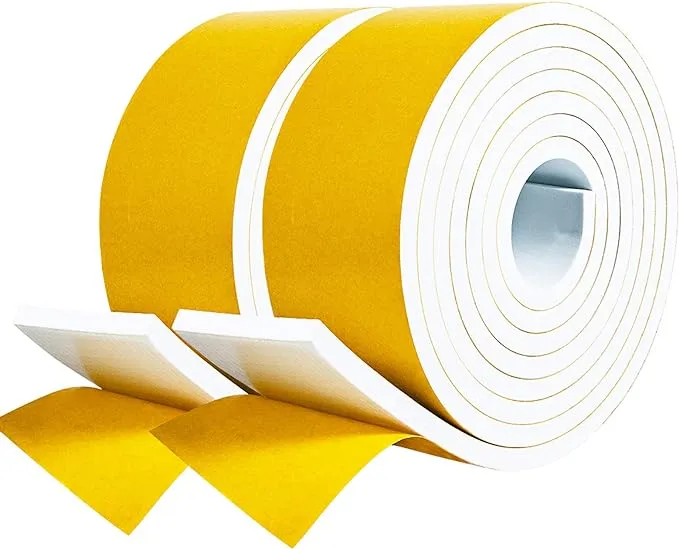 fowong White Foam Strips with Adhesive- 2 Rolls, 1/2 Inch Wide X 1/2 Inch Thick, High Density Weather Stripping Neoprene Foam Tape for Doors and Windows Insulation, 2 X 6.5 Ft Each, Total 13 Feet