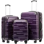 Coolife Luggage Expandable Suitcase 3 Piece Set with TSA Lock Spinner 20in24in28in (Purple)