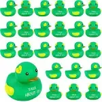 DEEKIN 24 Pcs Mental Health Rubber Duck Mental Health Awareness Green Ribbon Rubber Duck Mental Health Gifts Duck for Friend Family Coworkers Fundraiser Giveaways