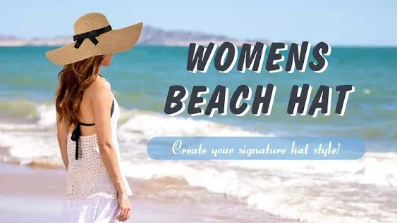 Beach Hats for Women, Wide Brim Sun Straw Hat Foldable Summer Floppy Hat UV Protection Cap