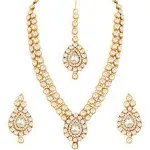 Aheli Indian Faux Stone Necklace with Maang Tikka Set Elegant Jewelry for Women