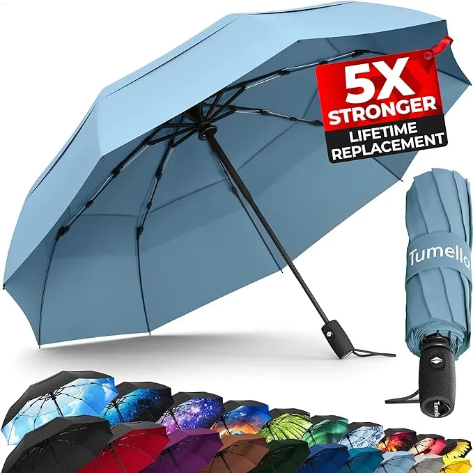 Tumella Strongest Windproof Travel Umbrella, Small Strong but Light Portable and Automat