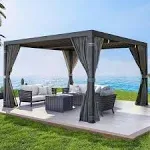 Erommy 12' x 20' Outdoor Louvered Pergola with Adjustable Aluminum Frame Rainproof Roof