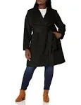 Cole Haan Women's Wool Blend Belted Wrap Coat - Black - Size 10