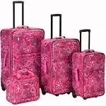 Rockland Impulse Softside Upright Luggage, Pink Bandana, 4-Piece Set (14/19/24/28)