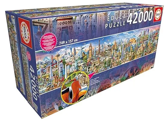 Educa - XXL Puzzle, Around The World, Puzzle of 42,000 Pieces, Includes Booklet with List of Monuments, Ref. 17570