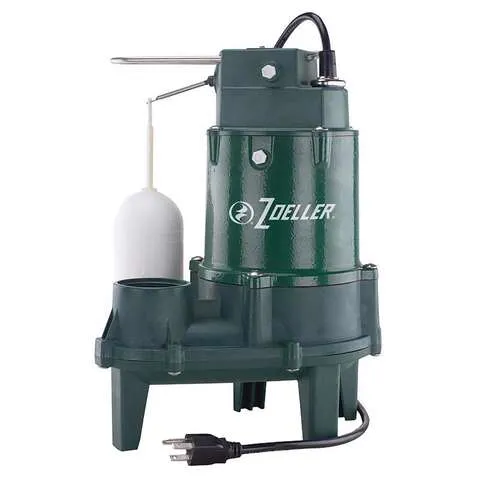 Zoeller 1/2 HP 6000 gph Cast Iron Vertical Float Switch Submersible Sewage Pump