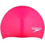 Speedo Silicone Long Hair Swim Head Cap, Pink