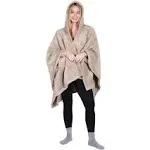 Catalonia Women's Poncho Cape, Sherpa Cloak Coat, Snuggly Hooded Wearable Blanket, Gift Idea for Mom and Teen Girls