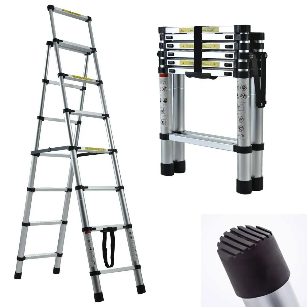 Telescopic Ladder DIY Aluminum Alloy Folding Extendable Extension Ladder for Home Office Loft Use (4+5 Steps  1.7+2 M / 5.6FT+6.6FT)