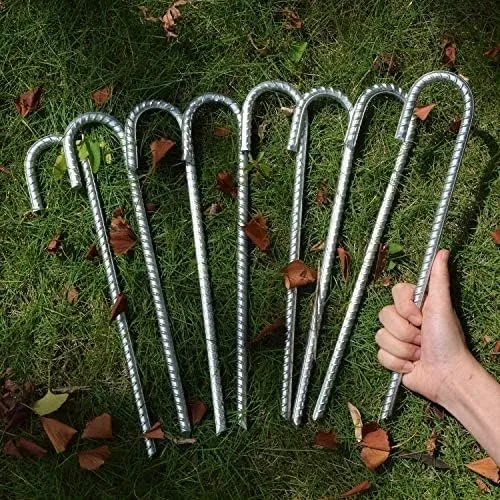 OK5STAR 12 Pack 12" Galvanized Rebar Stakes Heavy Duty J Hook Ground Anchors ...