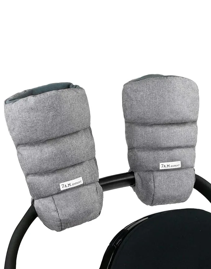 7AM Enfant Stroller Warmmuffs Gloves - Anti-Freeze Stroller Mittens for Handlebars, Water Repellent Hand Warmer Muff for Cold Weather, Plush Lined Stroller Warmmuffs | Winter Stroller Accessories