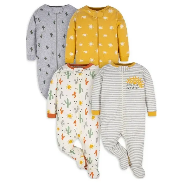 Gerber Baby Boy or Girl Gender Neutral Sleep 'n Play Footed Pajamas, 4-Pack (Preemie - 6/9 Months)