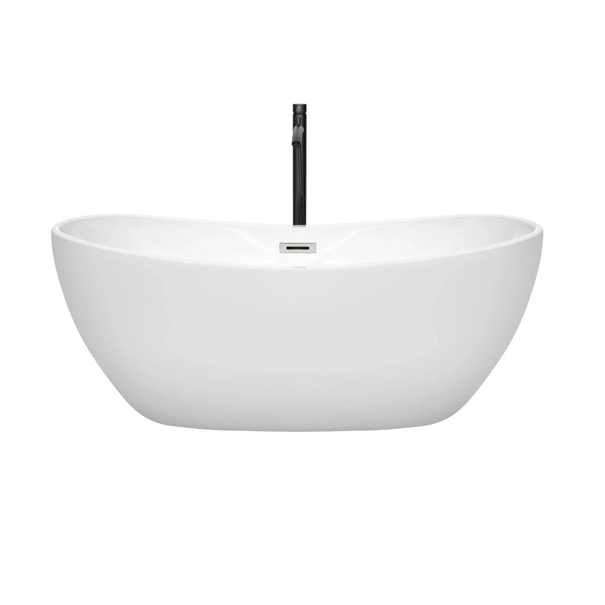 Wyndham Collection WCOBT101460 Rebecca Freestanding Bathtub, 60", White with Polished Chrome Trim