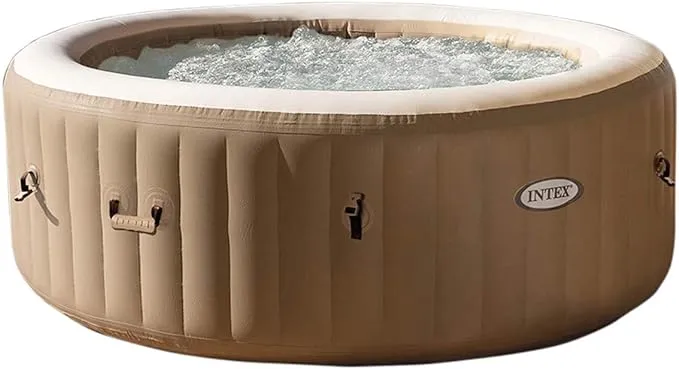 Intex 4-Person PureSpa Bubble Massage Inflatable Hot Tub Spa, Brown